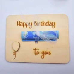 Geldgeschenk zum Geburtstag | Happy Birthday to you Karte | Karte aus Holz | Gutschein als Geschenk | Runder Geburtstag