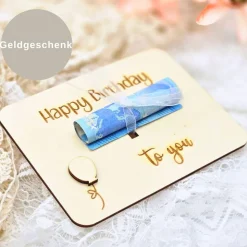 Geldgeschenk zum Geburtstag | Happy Birthday to you Karte | Karte aus Holz | Gutschein als Geschenk | Runder Geburtstag