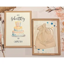 Geldgeschenk zum Geburtstag – Personalisierte Geschenkbox mit Geburtstagstorte im Aquarell Design
