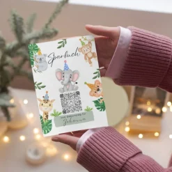 Geldgeschenk zum Geburtstag | Personalisiert | Digitale Spardose | QrCode Geschenkkarte | Party Elefant