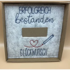 Geldgeschenk, zur bestandenen Prüfung   Schriftfarbe Blau