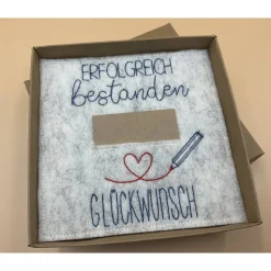 Geldgeschenk, zur bestandenen Prüfung   Schriftfarbe Blau
