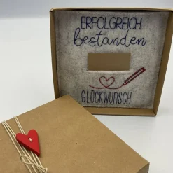 Geldgeschenk, zur bestandenen Prüfung   Schriftfarbe BLAU