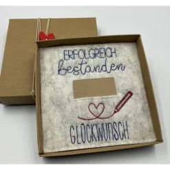 Geldgeschenk, zur bestandenen Prüfung   Schriftfarbe BLAU