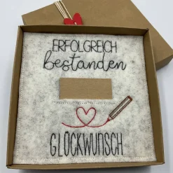 Geldgeschenk, zur bestandenen Prüfung   Schriftfarbe Anthrazit