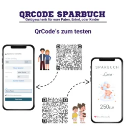 Geldgeschenk zur Geburt | Digitales Sparbuch | Personalisiertes QrCode Bild | Motiv Geburt Blau