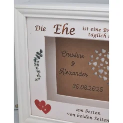 Geldgeschenk zur Hochzeit – Personalisierter Bilderrahmen mit 3D Herz-Effekt & Erinnerungswert