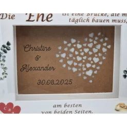 Geldgeschenk zur Hochzeit – Personalisierter Bilderrahmen mit 3D Herz-Effekt & Erinnerungswert