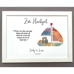 Geldgeschenk zur Hochzeit: Personalisiertes Steinbild Hochzeitsschiff – Hochzeitsgeschenk Reisen & Kreuzfahrt