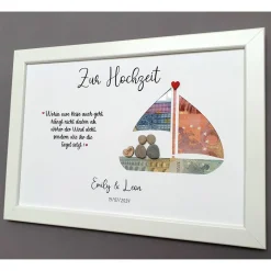 Geldgeschenk zur Hochzeit: Personalisiertes Steinbild Hochzeitsschiff – Hochzeitsgeschenk Reisen & Kreuzfahrt
