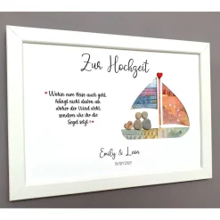 Geldgeschenk zur Hochzeit: Personalisiertes Steinbild Hochzeitsschiff – Hochzeitsgeschenk Reisen & Kreuzfahrt