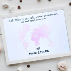 Geldgeschenk zur Hochzeit | Personalisiert | A4-Design mit Weltkarte