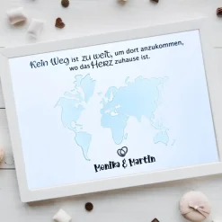 Geldgeschenk zur Hochzeit | Personalisiert | A4-Design mit Weltkarte