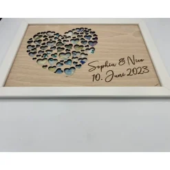 Geldgeschenk zur Hochzeit Personalisiert im Holz-Bilderrahmen – Individuelles Hochzeitsgeschenk & Geburtstagsgeschenk,