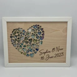 Geldgeschenk zur Hochzeit Personalisiert im Holz-Bilderrahmen – Individuelles Hochzeitsgeschenk & Geburtstagsgeschenk,