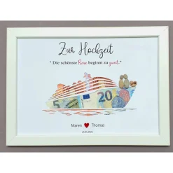 Geldgeschenk zur Hochzeit: Personalisiertes Steinbild Hochzeitsschiff – Hochzeitsgeschenk Reisen & Kreuzfahrt