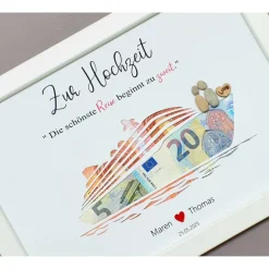 Geldgeschenk zur Hochzeit: Personalisiertes Steinbild Hochzeitsschiff – Hochzeitsgeschenk Reisen & Kreuzfahrt