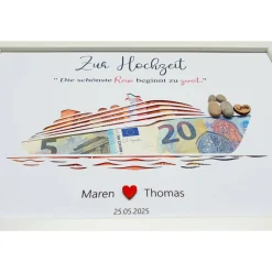 Geldgeschenk zur Hochzeit: Personalisiertes Steinbild Hochzeitsschiff – Hochzeitsgeschenk Reisen & Kreuzfahrt
