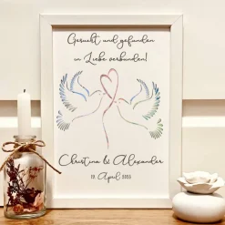 Geldgeschenk zur Hochzeit personalisiert - Hochzeitsgeschenk "Gesucht und gefunden in Liebe verbunden"