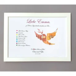 Geldgeschenk zur Jugendweihe Mädchen und Jungen, Bilderrahmen Friedenstaube
