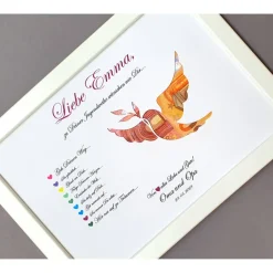 Geldgeschenk zur Jugendweihe Mädchen und Jungen, Bilderrahmen Friedenstaube