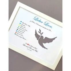 Geldgeschenk zur Kommunion, Kommunionsgeschenk Mädchen und Jungen, Geschenk Kommunion, Bilderrahmen Friedenstaube