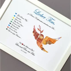 Geldgeschenk zur Konfirmation, Konfirmationsgeschenk Mädchen und Jungen, Bilderrahmen Friedenstaube