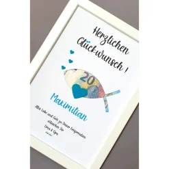 Geldgeschenk zur Konfirmation, Konfirmationsgeschenk Mädchen und Jungen, Bilderrahmen Fisch