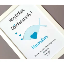 Geldgeschenk zur Konfirmation, Konfirmationsgeschenk Mädchen und Jungen, Bilderrahmen Fisch