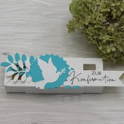 Geldgeschenk zur Konfirmation, Geschenkbox im Reagenzglas, stilvolle Verpackungsidee