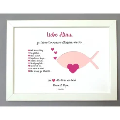 Geldgeschenk zur Konfirmation Kommunion, Konfirmationsgeschenk Mädchen, Kommunionsgeschenk Mädchen, Bilderrahmen Fisch