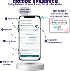 Geldgeschenk zur Taufe | Personalisiert | Digitale Spardose | QrCode Taufkarte | Arche Noah