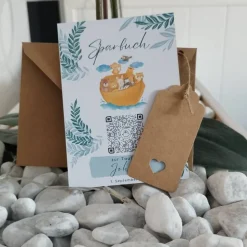 Geldgeschenk zur Taufe | Personalisiert | Digitale Spardose | QrCode Taufkarte | Arche Noah