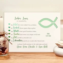 Geldgeschenk zur Taufe für Mädchen und Jungen - Taufgeschenk personalisiert Namen & Datum - Bilderrahmen