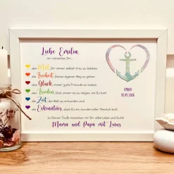 Geldgeschenk zur Taufe für Mädchen und Jungen - Taufgeschenk personalisiert Namen & Datum - Bilderrahmen