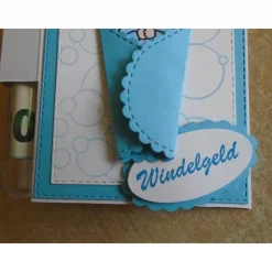 Geldgeschenk zur Taufe Geburt  Junge Reagenzglas Geldkarte Verpackung  Geldverpackung Reagenzglaskarte Hellblau