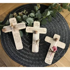 Geldgeschenk zur Taufe Taufgeschenk Kreuz Spruch Holz Lasergravur Trockenblumen Erinnerungstück Geschenkidee