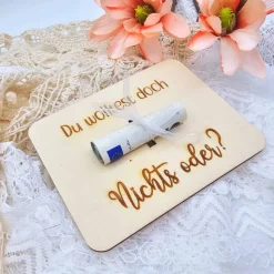 Geldgeschenke für jeden Anlass | Postkarte aus Holz | Du wolltest doch nichts | Karte aus Holz | Geburtstag