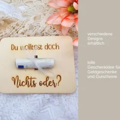 Geldgeschenke für jeden Anlass | Postkarte aus Holz | Du wolltest doch nichts | Karte aus Holz | Geburtstag