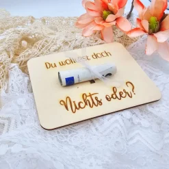 Geldgeschenke für jeden Anlass | Postkarte aus Holz | Du wolltest doch nichts | Karte aus Holz | Geburtstag