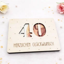 Geldgeschenkkarte aus Holz für runde Geburtstage – 18, 20, 30, 40, 50, 60, 70