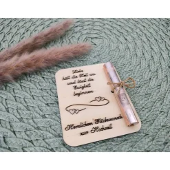 Geldgeschenkkarten aus Holz / Hochzeit / Glückwünsche / Wunscherfüller / Gutschein