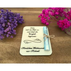 Geldgeschenkkarten aus Holz / Hochzeit / Glückwünsche / Wunscherfüller / Gutschein