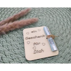 Geldgeschenkkarten aus Holz / Einschulung / Wunscherfüller / Gutschein