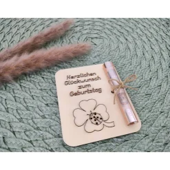 Geldgeschenkkarten aus Holz / Wunscherfüller Pusteblume / Geburtstag / Glückwünsche / Gutschein