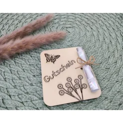 Geldgeschenkkarten aus Holz / Einschulung / Wunscherfüller / Gutschein