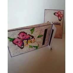 Geldgeschenktäschchen zum Geburtstag für eine Frau mit rosafarbenen Blumen