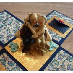 Geldgeschenkverpackung - Goldhochzeit - blau-weiß-gold-rot