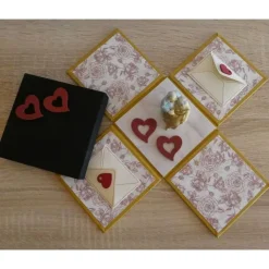 Geldgeschenkverpackung - Goldhochzeit - mit Brautpaarfigur - gold-weiß-schwarz-rot