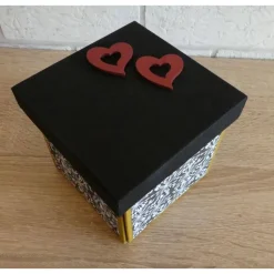 Geldgeschenkverpackung - Goldhochzeit - mit Brautpaarfigur - gold-weiß-schwarz-rot